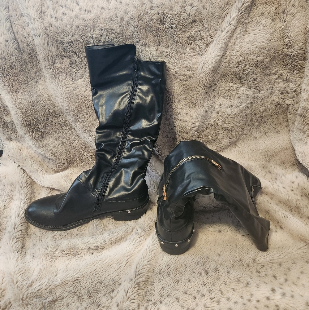 ROSY Women's Slouchy Zip-Accent Mid-Calf Boots - Black